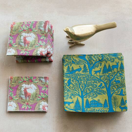 Hello Honey® 6.5" Blue & Gold Landscape Square Paper Napkins, 50ct.